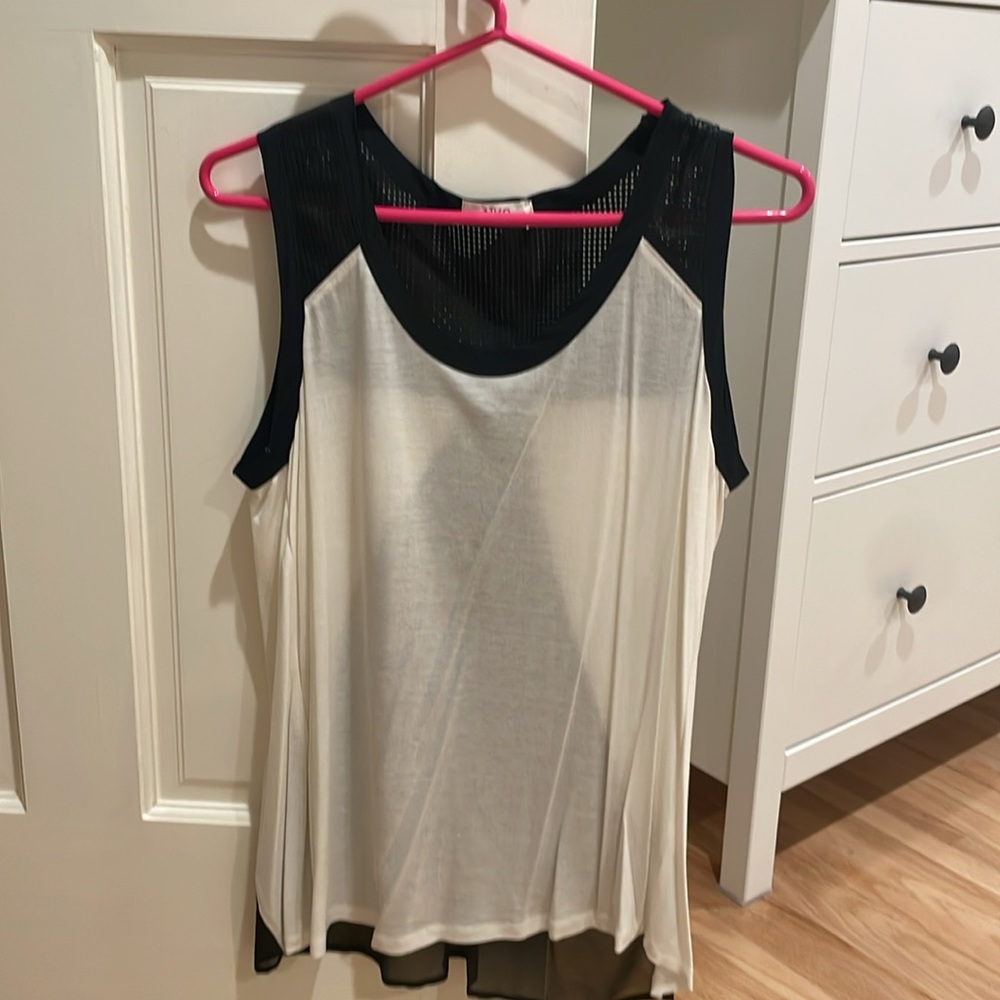 AlKO Black & Ivory Leather Trim Tank Top M